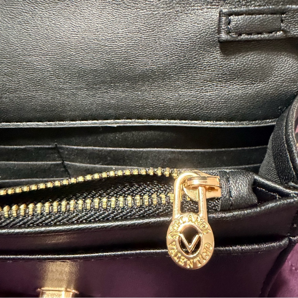 Valentino Orlandi Black Vegan Leather Crossbody with Gold Hardware - Picture 6 of 11